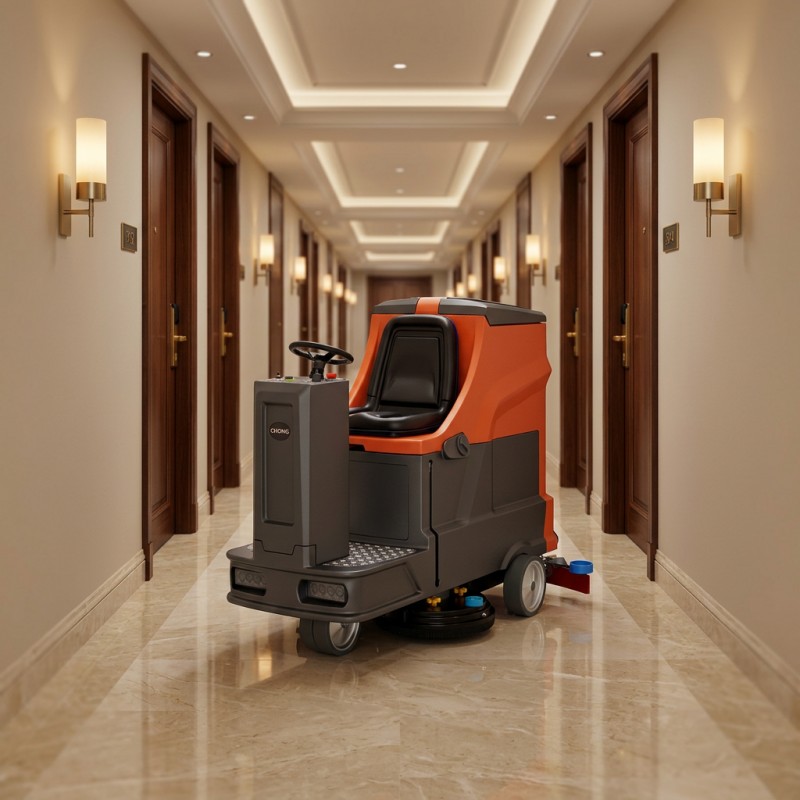 Ride-On Scrubber with Large Water Tanks