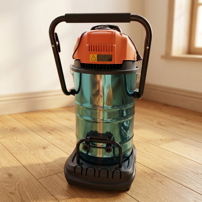 Vacuum cleaner removes dust from the floor