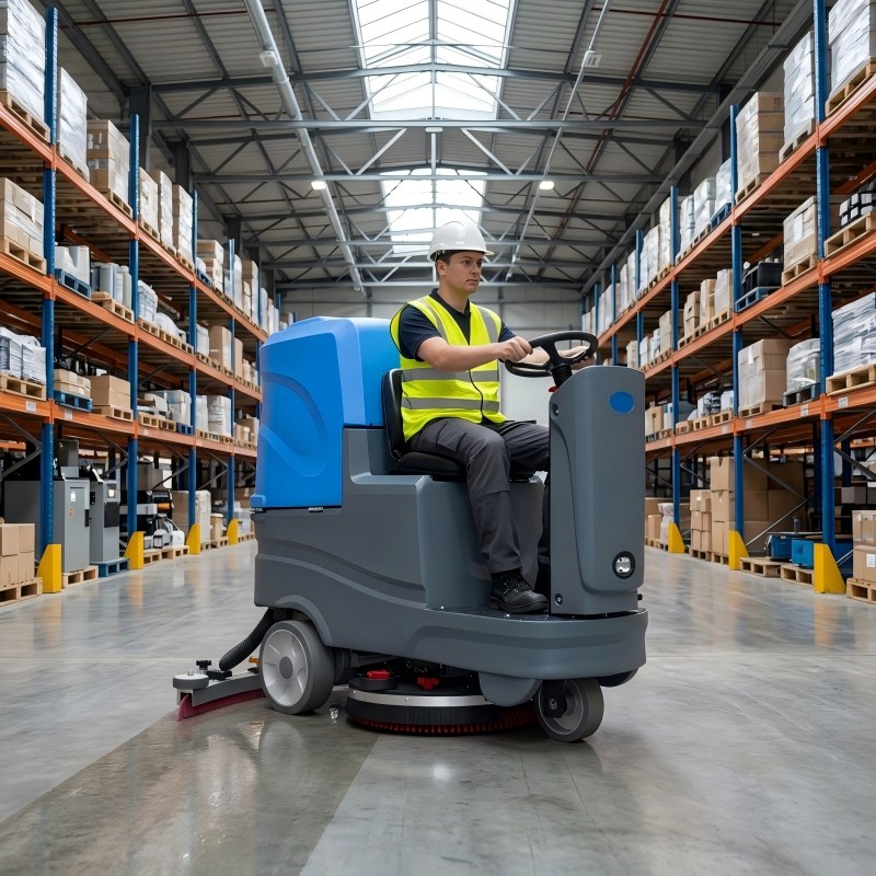 Warehouse Sweeper Scrubber Machine Large Area Floor Scrubber Cleaning Machine